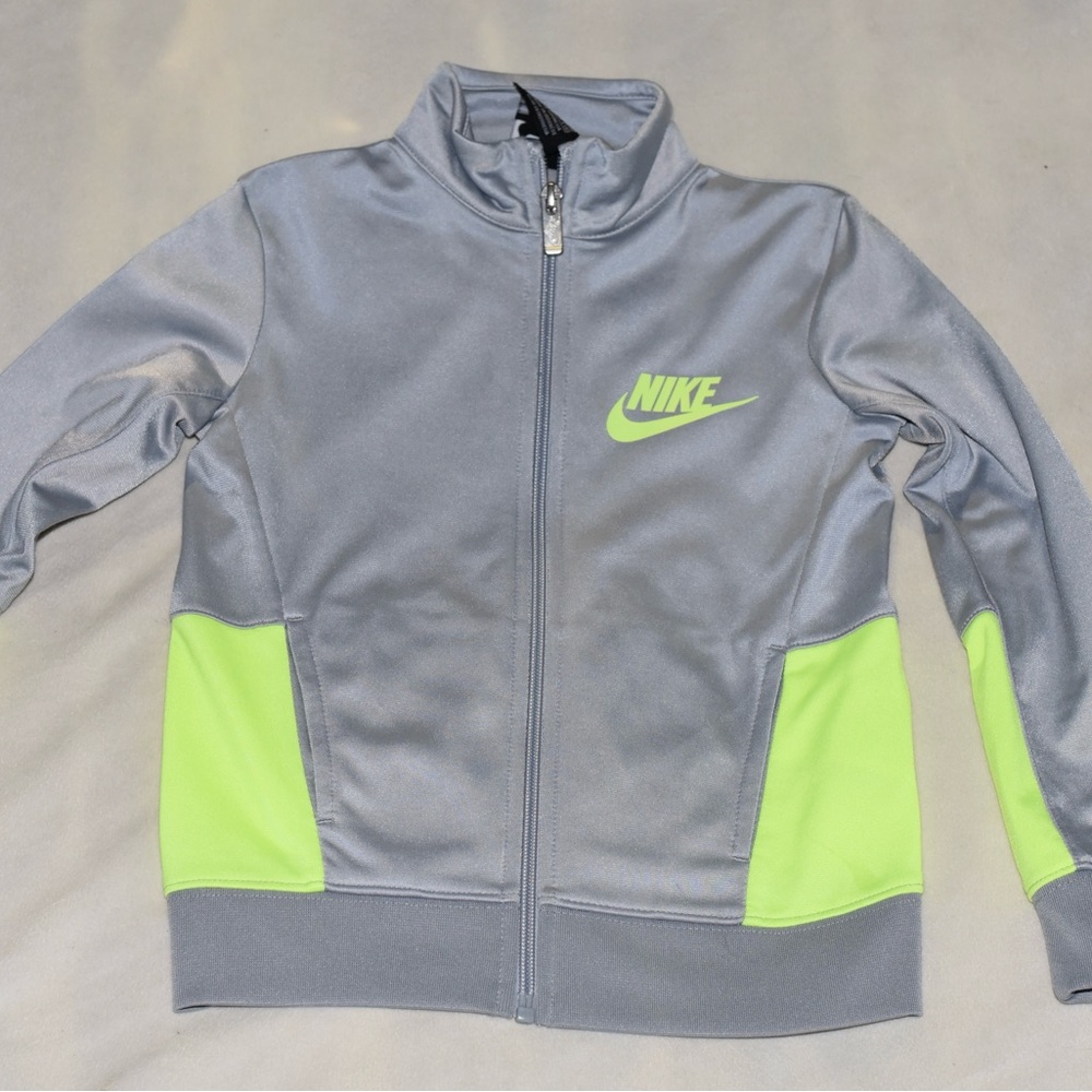 Nike Boys 4 4T XS Gray and Neon Yellow Track Jacket GUC *read description*